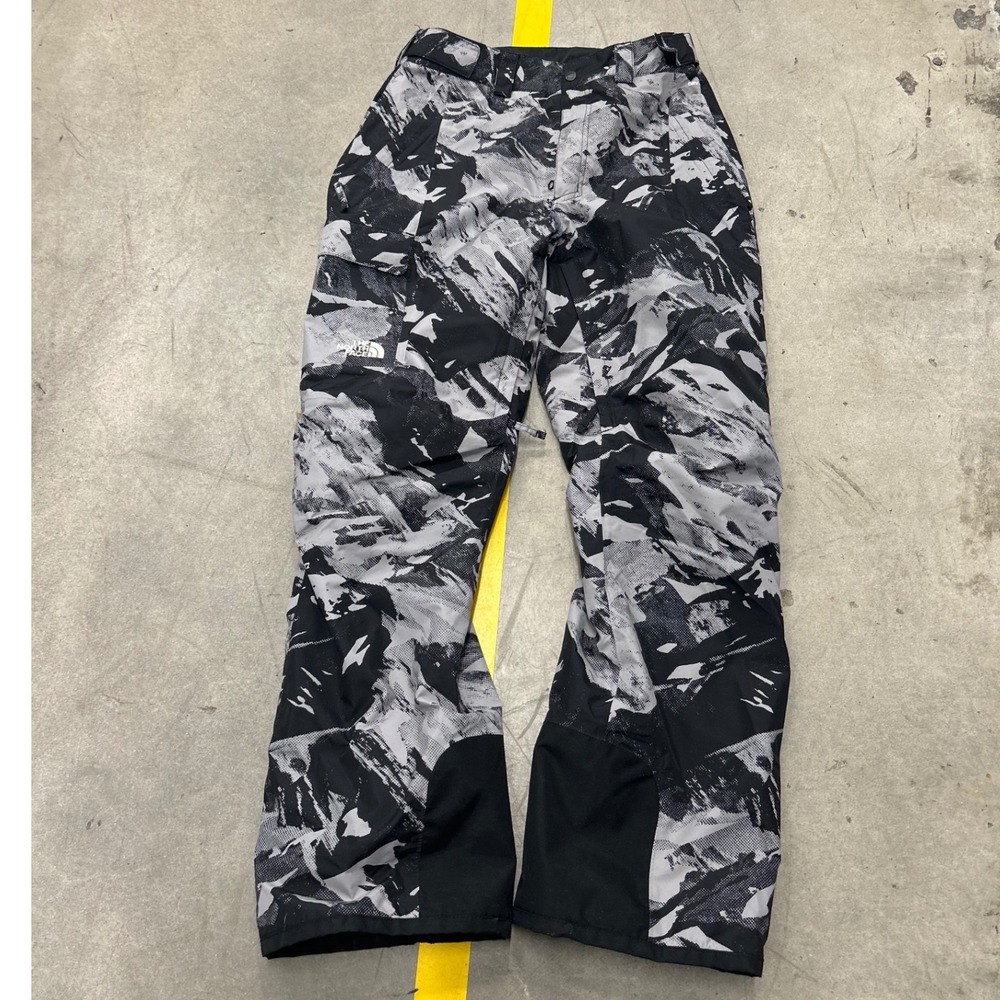 The North Face Snow Pants Mens M Black Grey Mountain Print Cargo Ski Snowboard